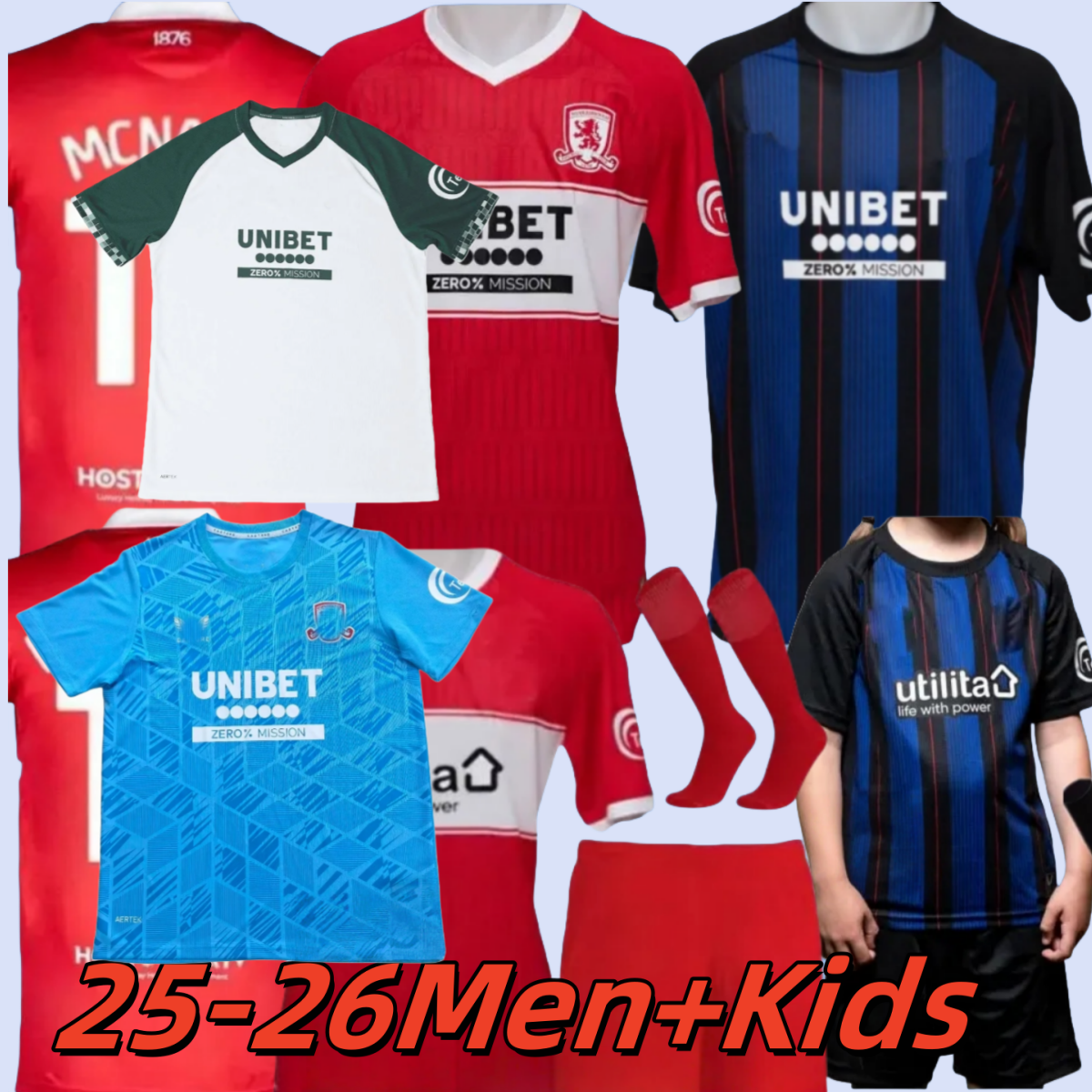 25 26 Middlesbrough Soccer Jerseys 2025 2026 Tavernier Payero Howson McNAIR AKPOM CLARKE FRY FORSS LENIHAN Football Shirt Uniforms Men Kids Kits uniforms66