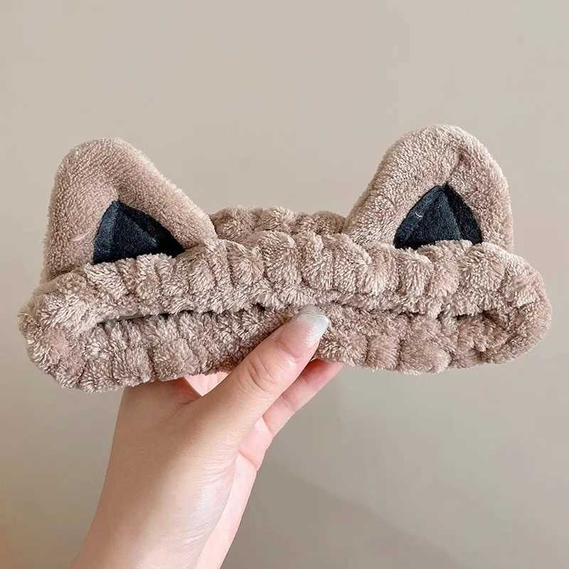 Plush Cat Ear Headband for Womans Cute Face Wash Hair Band Fashion Girl Makeup Headband V251022