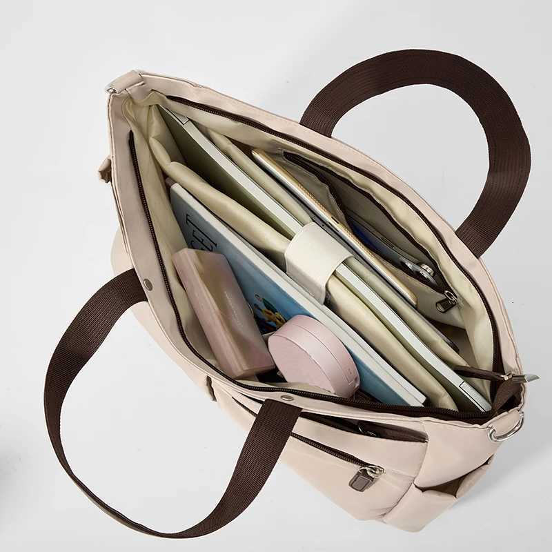 Laptop Bag Nylon casual ladies laptop bag daily commuting briefcase lightweight double main pocket singleshoulder bag W251022