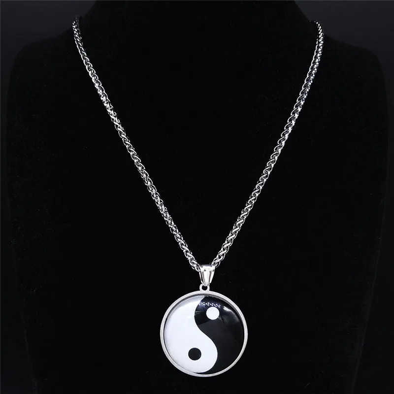 2024 Yin Yang Gossip Stainless Steel Chain Necklace WomenMen Silver Color Statement Necklaces Jewelry cadenas mujer BL20S03 U251022
