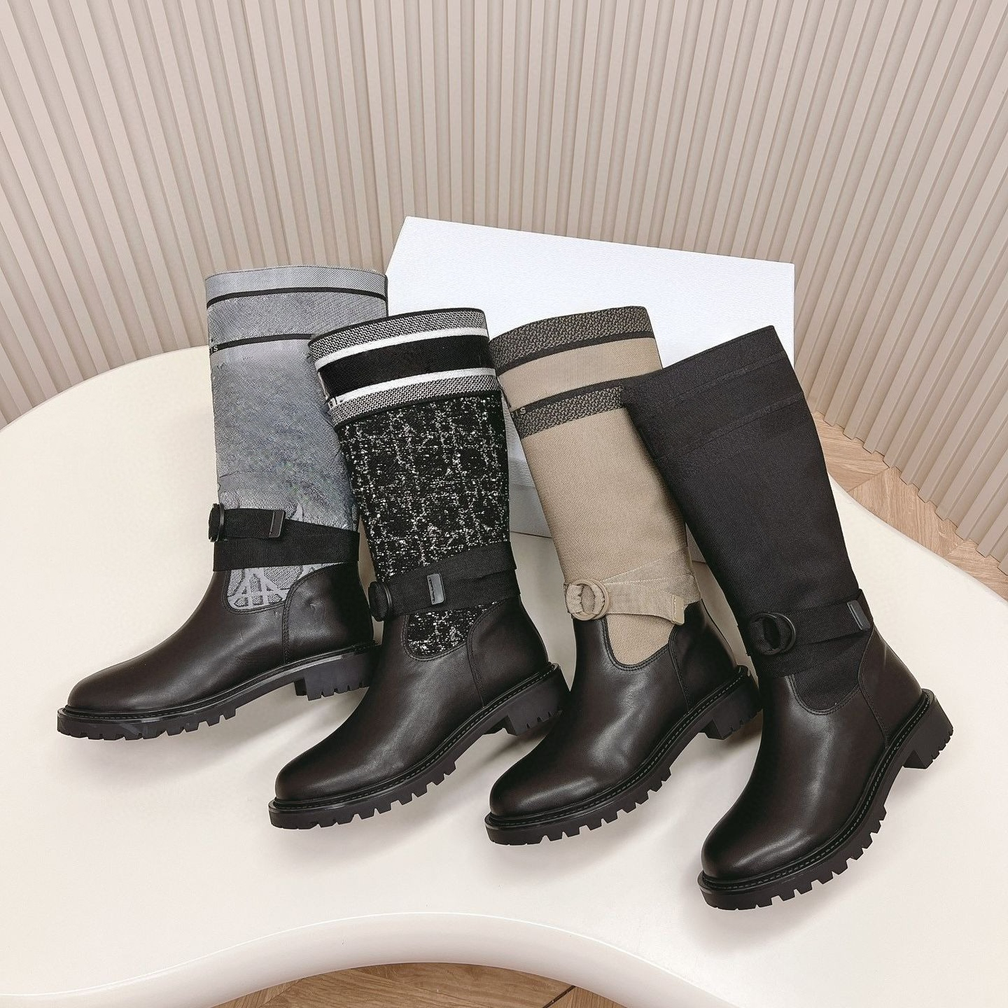 Fashion Designer Boots Dress Mid-Calf Women Boots Elegant Stiletto Chunky heels Autumn Winter Sock Boots Shoes Botas Booties