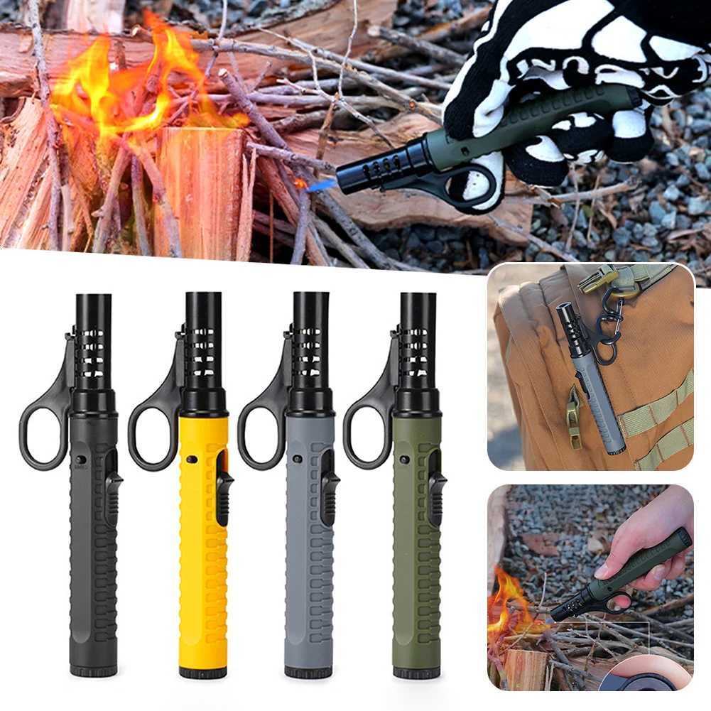 Portable Flamethrowers Lighter Windproof Torch Lighters Bright Fire Lighter with Keyrings for Candle BBQ Firework C251022