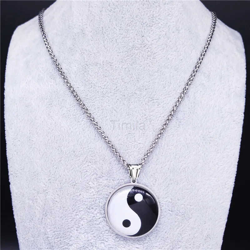 2024 Yin Yang Gossip Stainless Steel Chain Necklace WomenMen Silver Color Statement Necklaces Jewelry cadenas mujer BL20S03 U251022