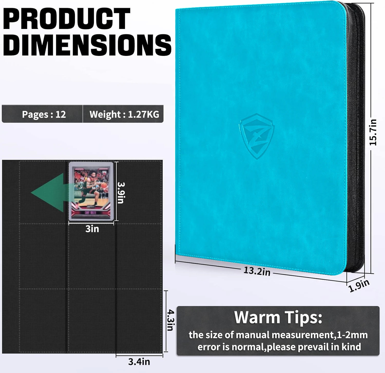 Toploader Card Binder 9Pocket Trading Card Album Holder fits for 3 x 4 Top Loader Doublesided Card Display Storage Carry 251023