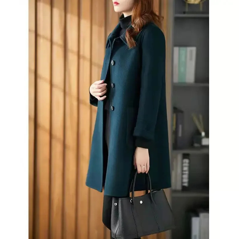 Fashionable AgeReducing DoubleSided Woolen Coat MediumLength Spring LooseFit Slimming Woolen Jacket For Women 251020