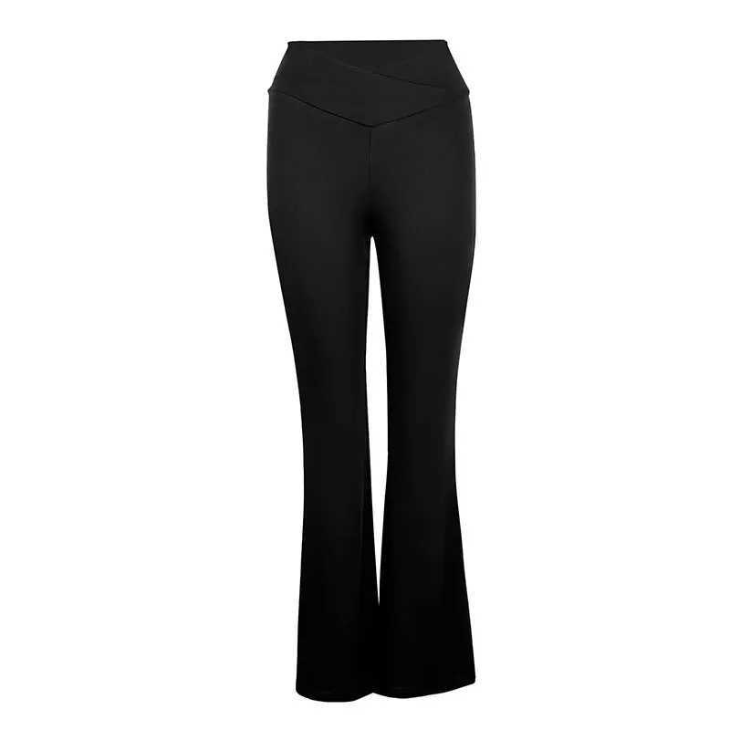 Black Sexy Womens Trousers New Summer Streetwear Fashion Casual Slim Versatile Skinny Pants Elegant Female Knitted Bell BottomsT251022