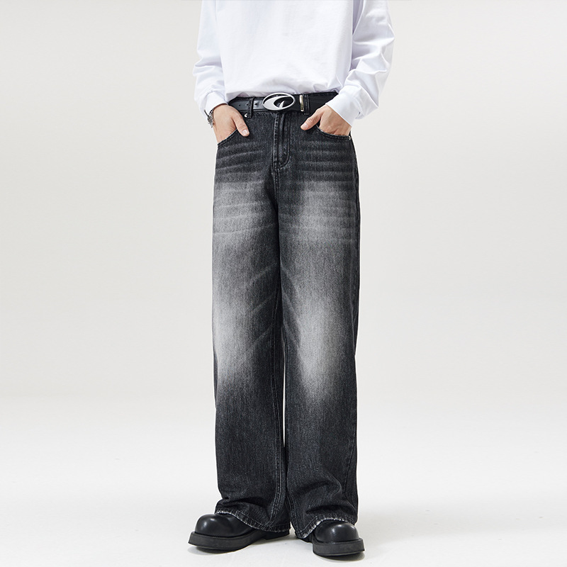 Men's Jeans Retro Blue Button Aipper Luxury brand Design Men Cargo Pants Casual Loose Gothic Trousers Autumn High Street Loose style Black Long P