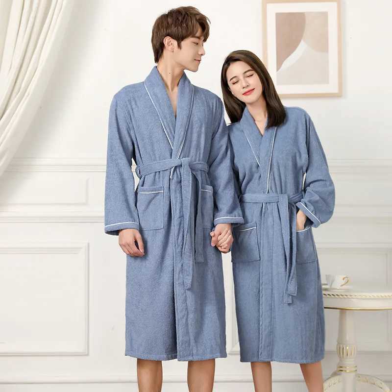 100 Cotton Toweling Terry Robe Unisex Lovers Soft Bath Robe Men and Women Nightrobe Sleepwear Male Casual Home Bathrobe C2510223