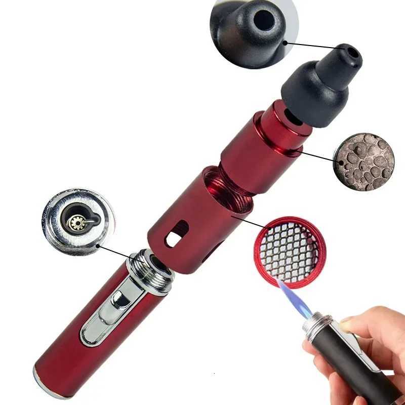 NEW Metal Direct Long Pen Spray Blue Flame Igniter Aromatherapy Lighter Portable LoopInflatable Lighter Cigarette Accessories C251022