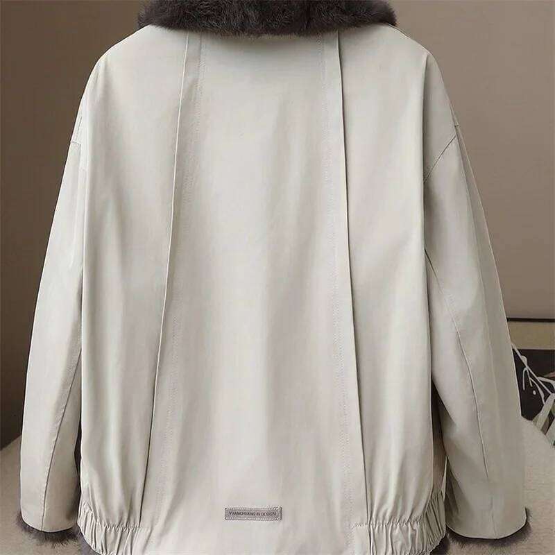 2025 High-quality Real Rabbit Hair Fur Parka Women's Autumn Winter Outdoor Coat Two-sided Wear Jacket Loose Outerwear Streetwear