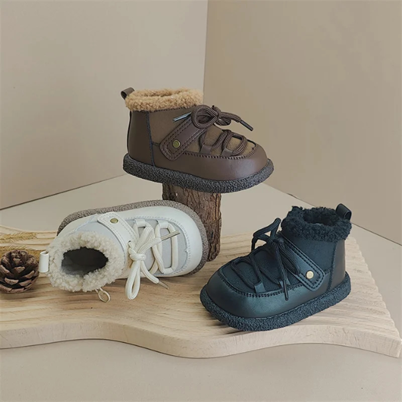 Winter Baby Boots Leather Warm Plush Boys Soft Sole Fashion Toddler Girls Children Snow EU 1625 251022