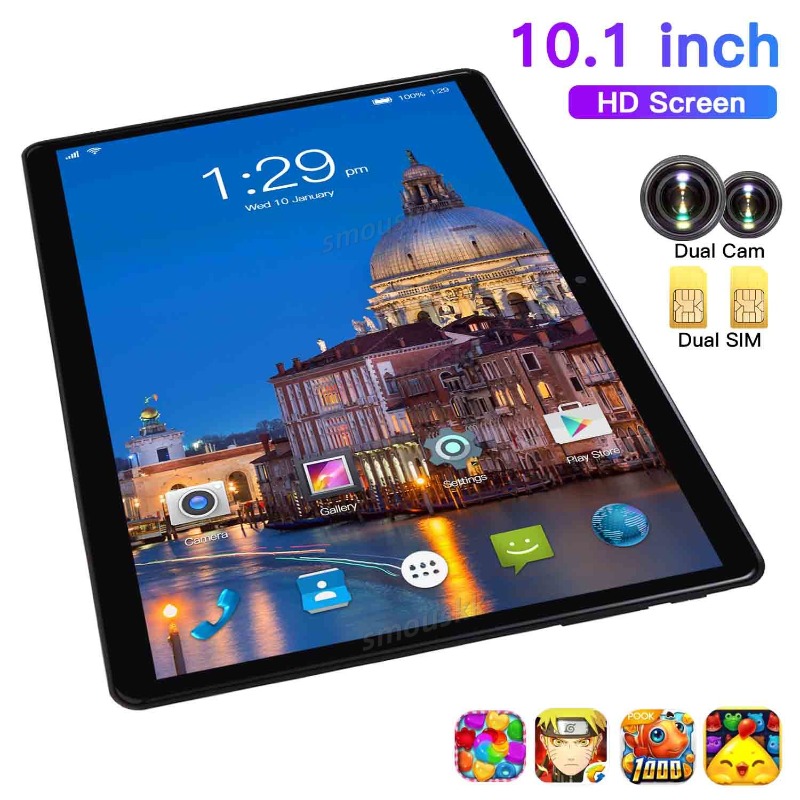 10.1 Inch Android 8.1 Tablet PC Computer Real 4G 2GB RAM+16GB Can Change The Fake 6+128G 1.5GHZ ROM 8000mAh Dual Camera WIFI Bluetooth