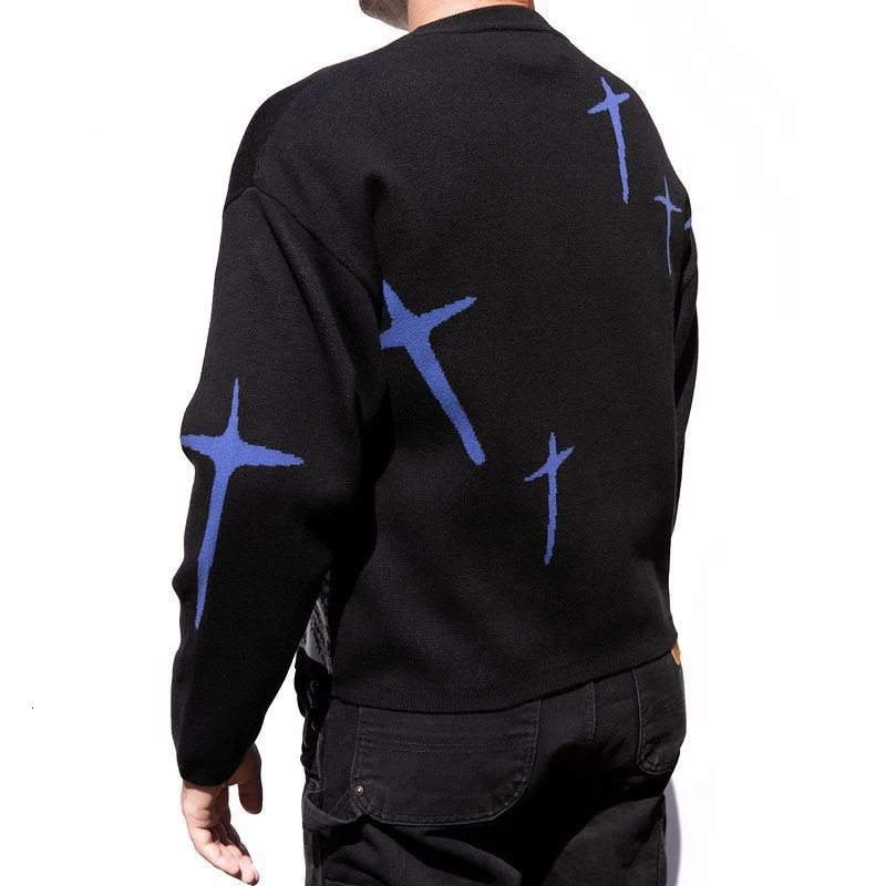 Autumn Winter Harajuku Vintage Cartoon Anime Print Knit Oversized Men Sweater Y2K Gothic Punk Streetwear Ugly Pullover Knitted 251020