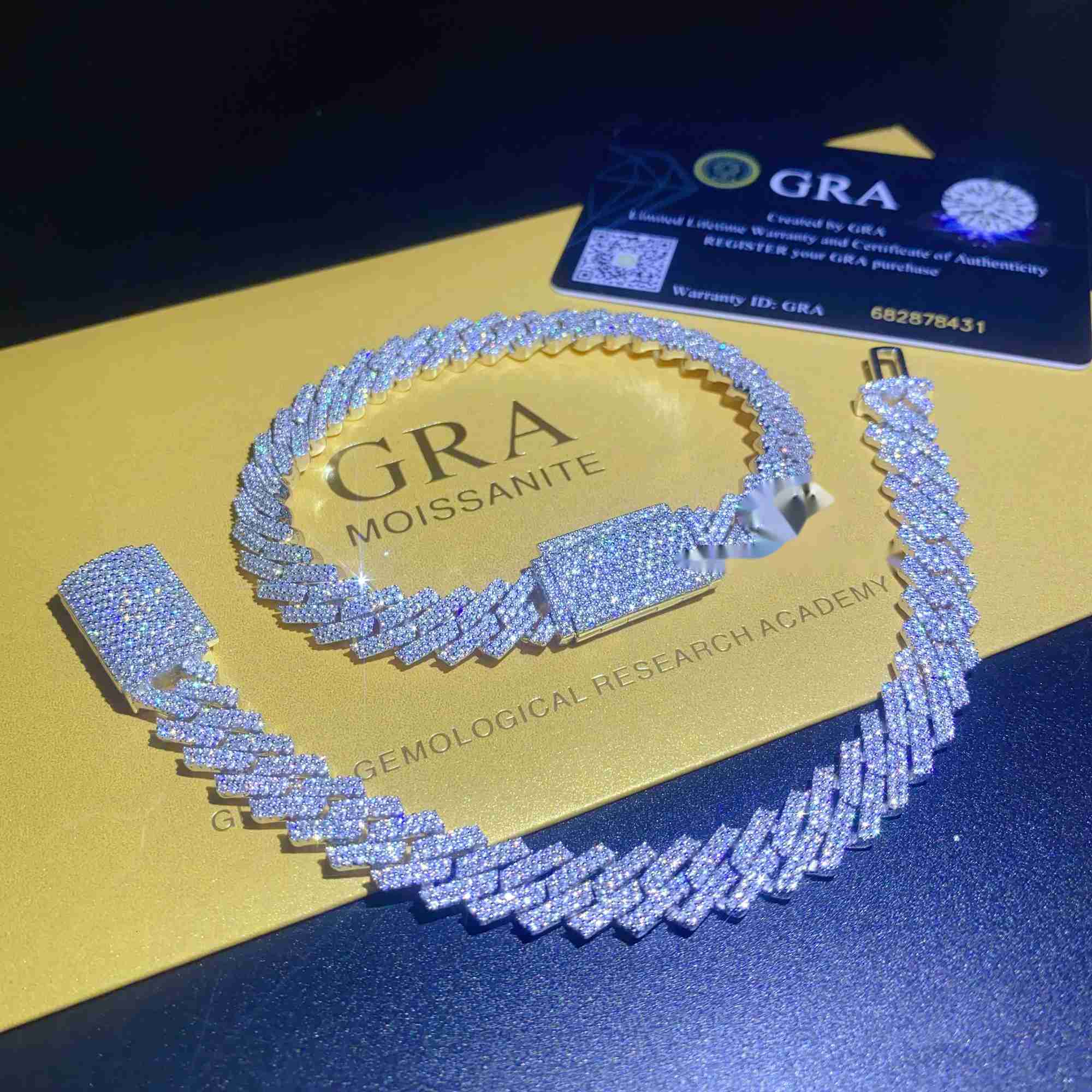 Top Seller Hip Mens Fine Jewelry 10mm 2rows Diamond Vvs1 Moissanite Cuban Bracelet 925 Sterling Silver