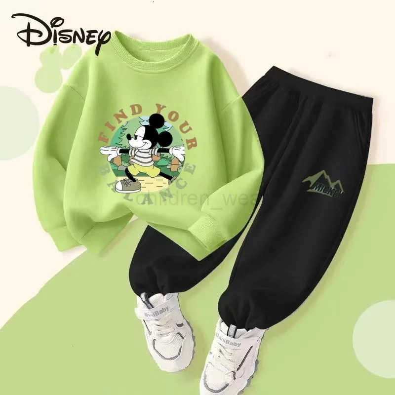 Disney Autumn Baby Girl Boy Clothes Set Children Mickey Printing Sweatshirt Top and Pants Bottom 2 Pcs Suit Cotton Tracksuit H251022