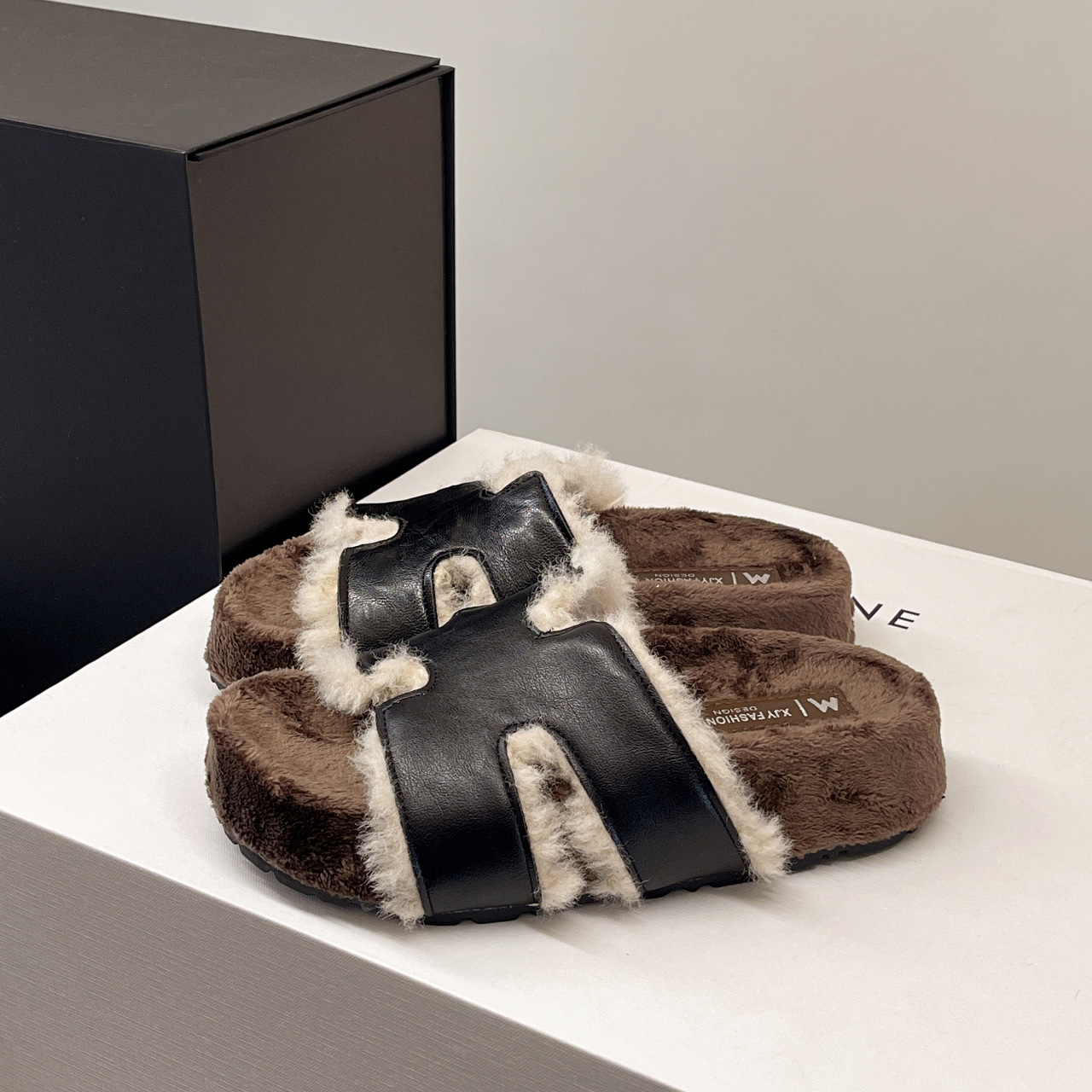 Free shipping designer slippers retro height increasing external slippers for autumn and winter fashion anti slip and plush casual cotton slippers