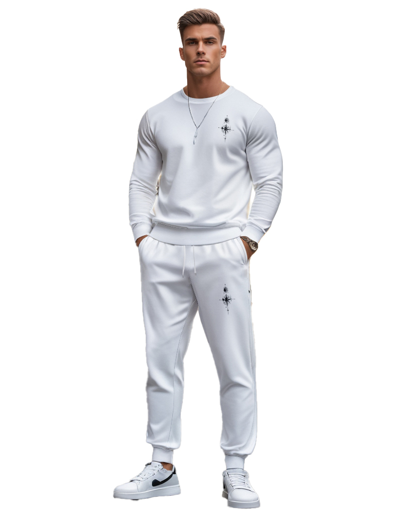 Men's Round Neck Sweatshirt Comfortable Cotton Blend Long Sleeve Ankle-Length Outdoor Casual Knitted Fabric Brown Color - YLWY00110