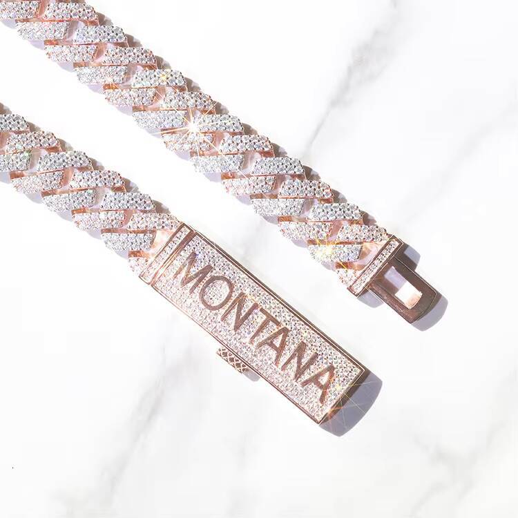 Hot Sale High Quality Jewelry Necklace Bracelet 12mm 2 Row Hip Hop Diamond Cuban Lidynamic Chain Moissanite 925 Silver Cuban Chain