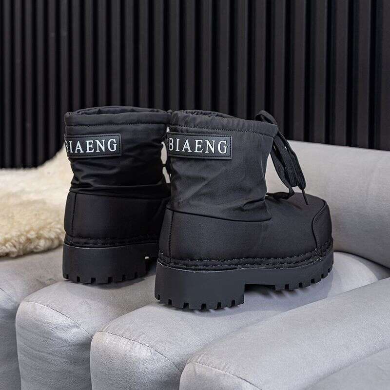 Ski Thick-Soled Snow 2025 Waterproof Winter Drawstring Stylish New Height-Increasing Non-Slip Cotton Shoes Warm Short Boots