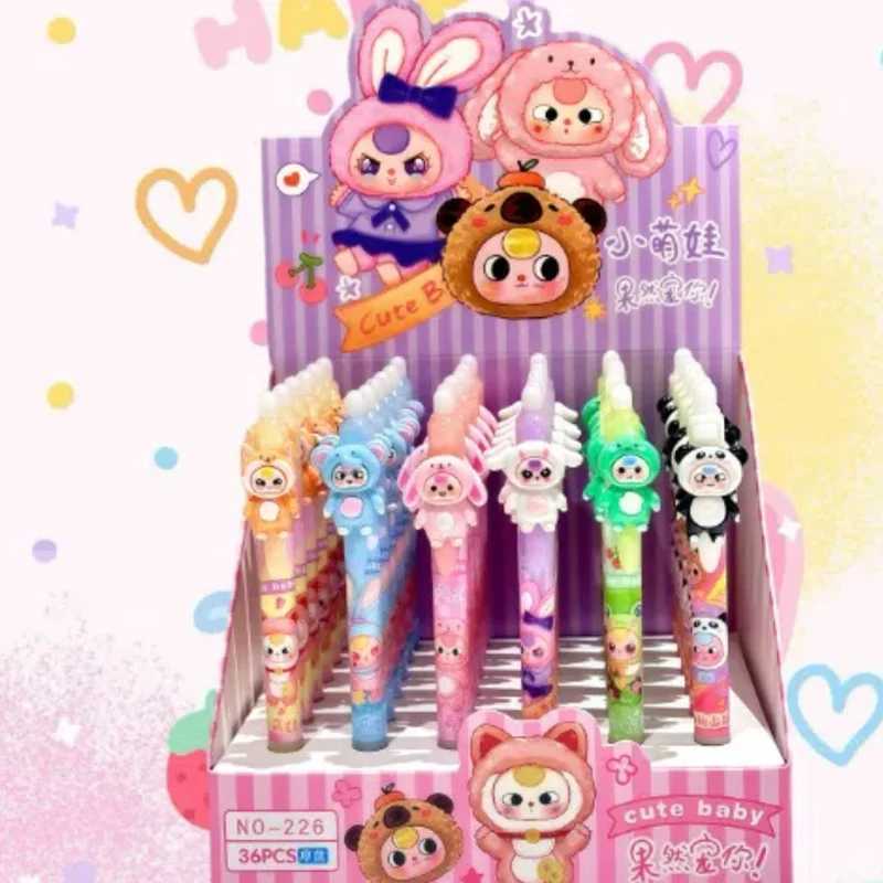 Cute Babay 36PCS Gel Pens 05mm Bue kawaii New Resin veneer Cartoon Office Student Pens Supplies Birthday Gifts J251022