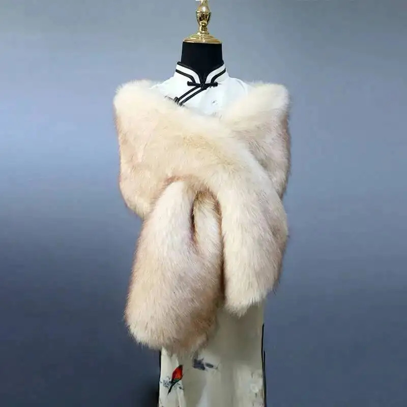 32 Colors 16530cm Women Warm Faux Fox Fur Shawl Winter Ladies Plush Scarf Wraps Cloak Coat Wedding Long Cape Scarves251029