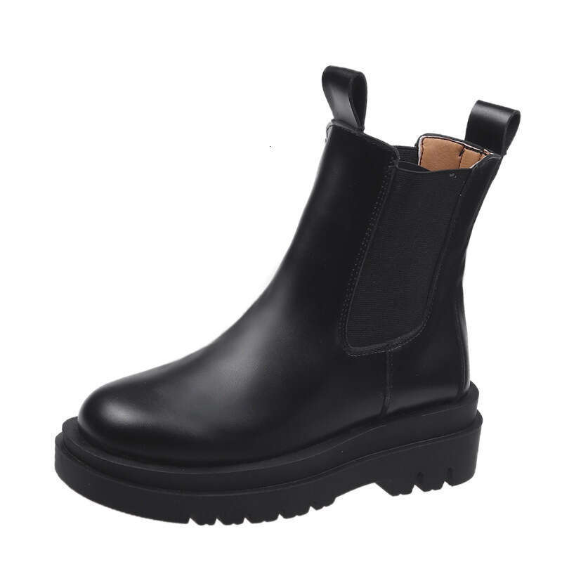 Free Shipping Slim Single for Women 2025 New Mid-Calf Ins Trend Martin Short Autumn Black Thick-Soled Chelsea Boots