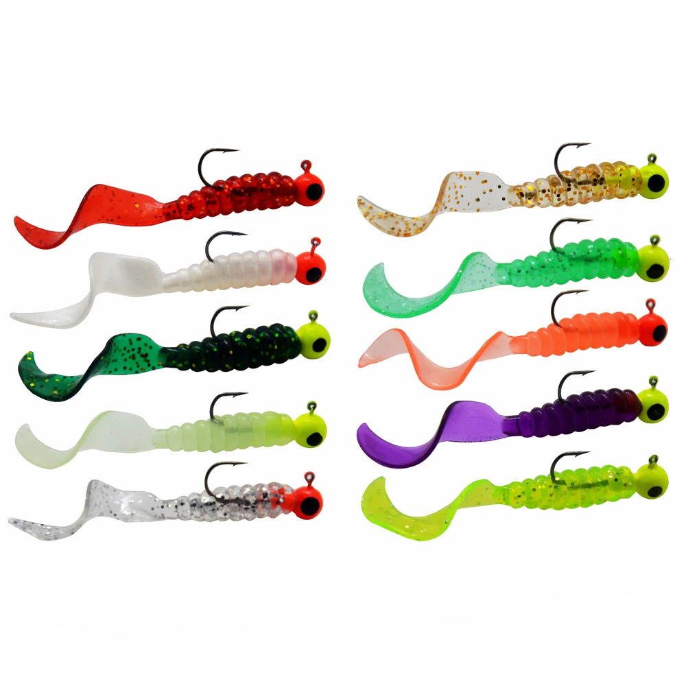 34pcs 1 Set 17pcs Metal Jig Head Fishing Hooks Soft Worm Lure Grub Silicone Fish Artificial Bait Tackle 251022