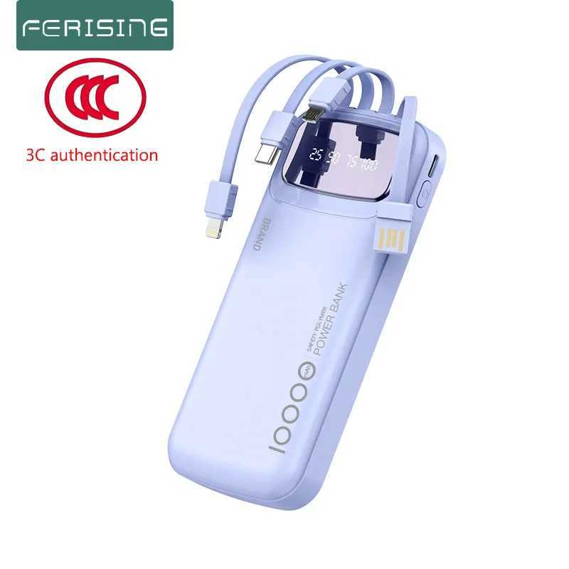 CCC Certified 10000mAh 20000mAh Power Bank Built in Type C Cable Ultra Thin Digital Display Portable External Battery Powerbank J251114