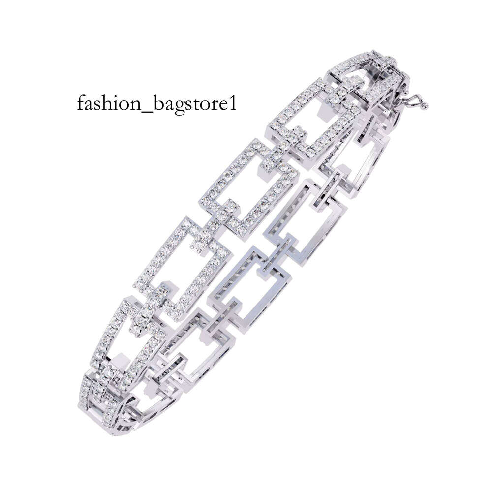 Women's Appearance Moissanite Bracelet with Rhinestone Rectangular Link Pearl Style Statement Chain Jewelry, Suitable for Daily Wear