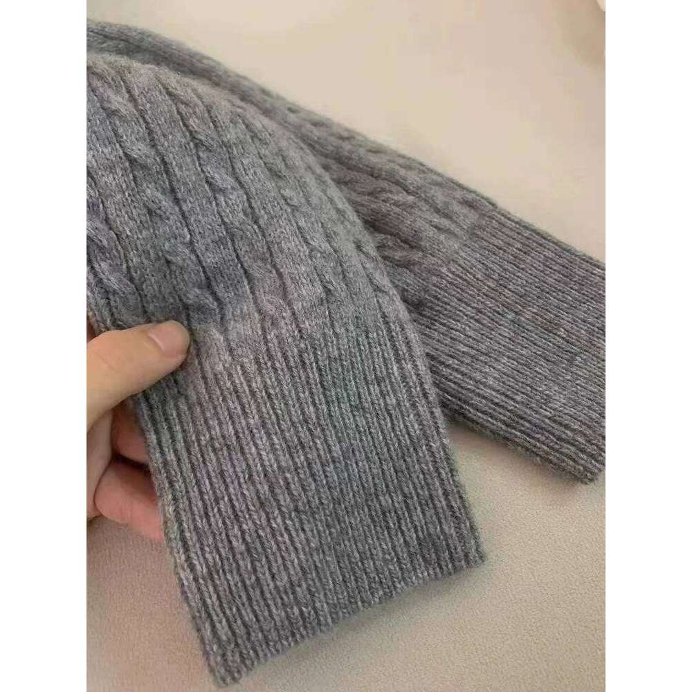 100% Cardigan Women's Twist Lazy Little Gold Button Cashmere Sweater Coat 251022