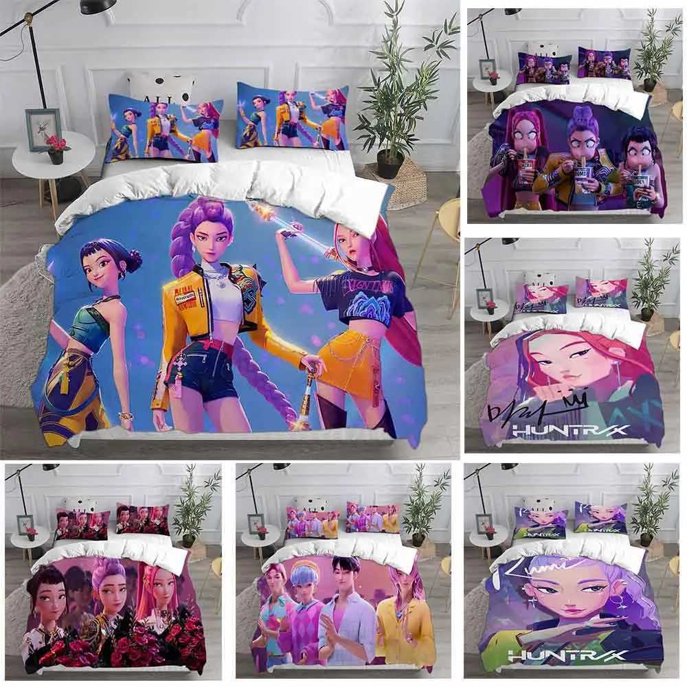 2026 New Kpop Demon Hunters Bedding EU Single Comforter Quilt Bed Duvet Cover Case 23 Pieces Sets Kids Adult Size Z251016 Designer