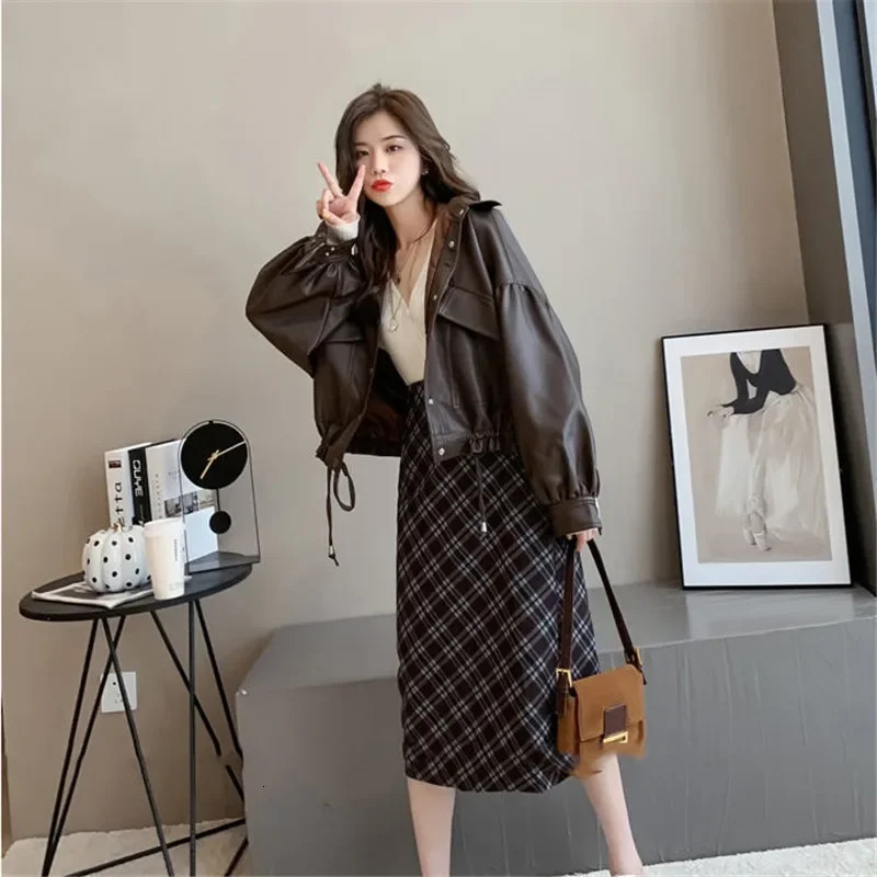 Autumn Winter Faux Leather Jacket Women Oversize PU Coat Loose Casual Streetwear Female Cardigan 251020