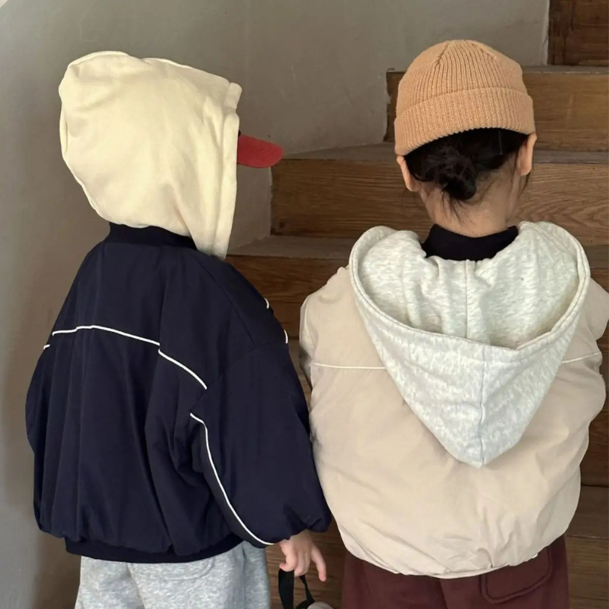 Children Hooded Warm Parkas Autumn Winter Casual Boy Baby Letter Fleece Thicken Tops Jacekt Solid Girl Kid Fleece Cotton Coat 251021