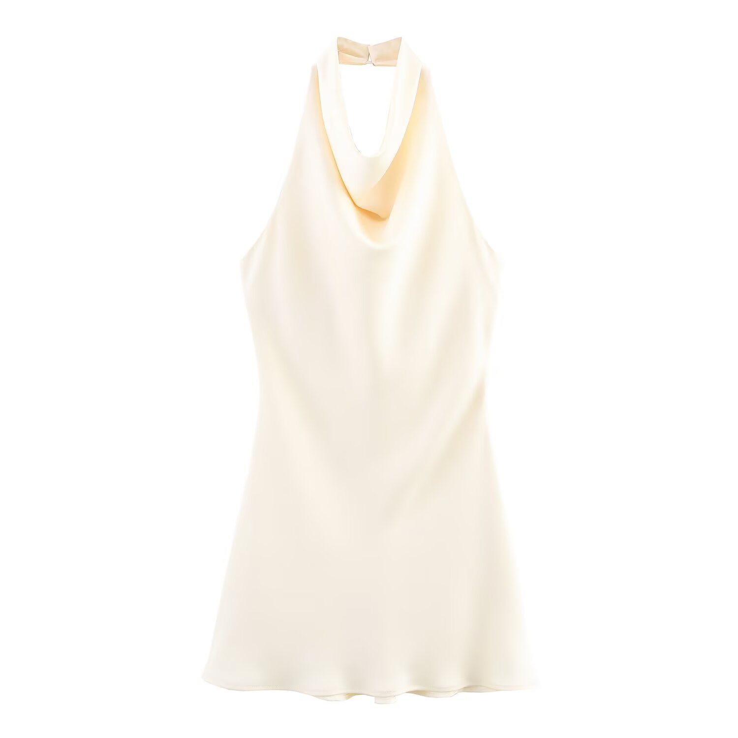 L49333 European and American style women's clothing 2025S summer new fashion simple satin halter neck dress