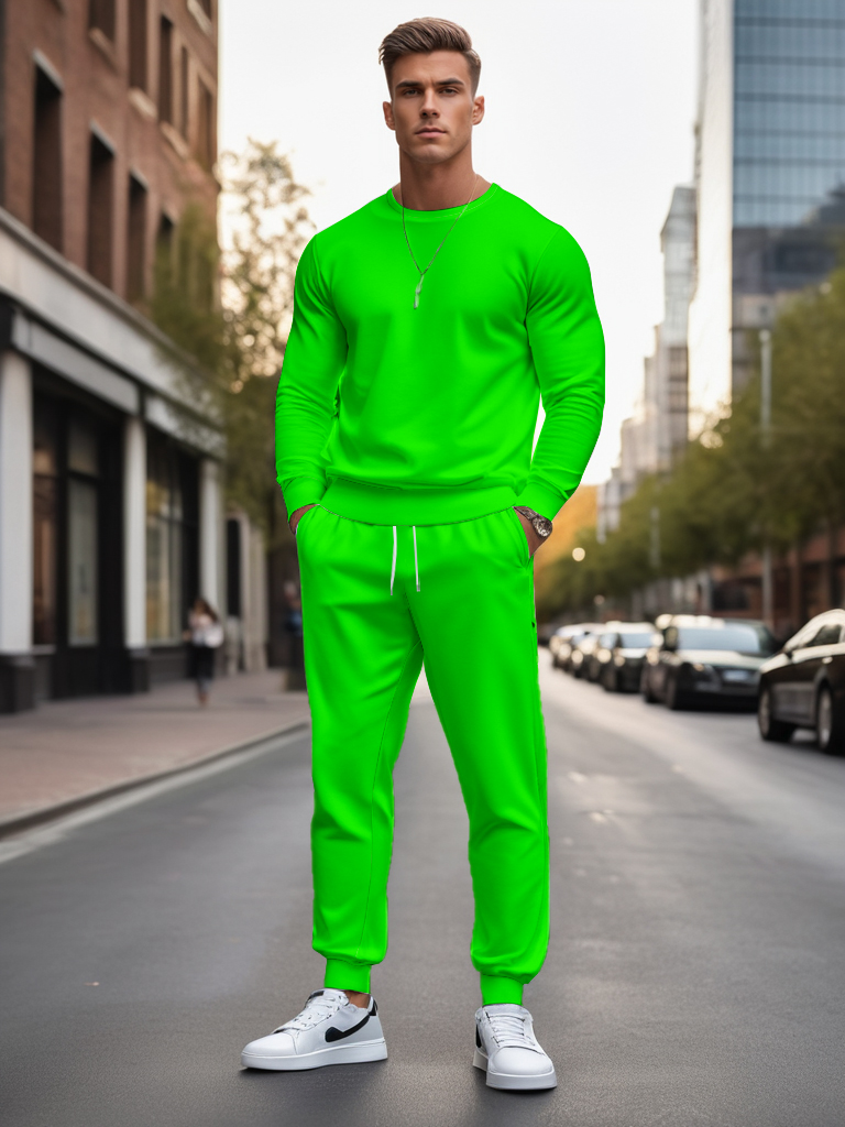 Men's Knitted Cotton Blend Long Sleeve Sweatshirt Brown round Neck Ankle-Length Casual T-Shirt Comfortable Outdoor Wear - YLWY00147