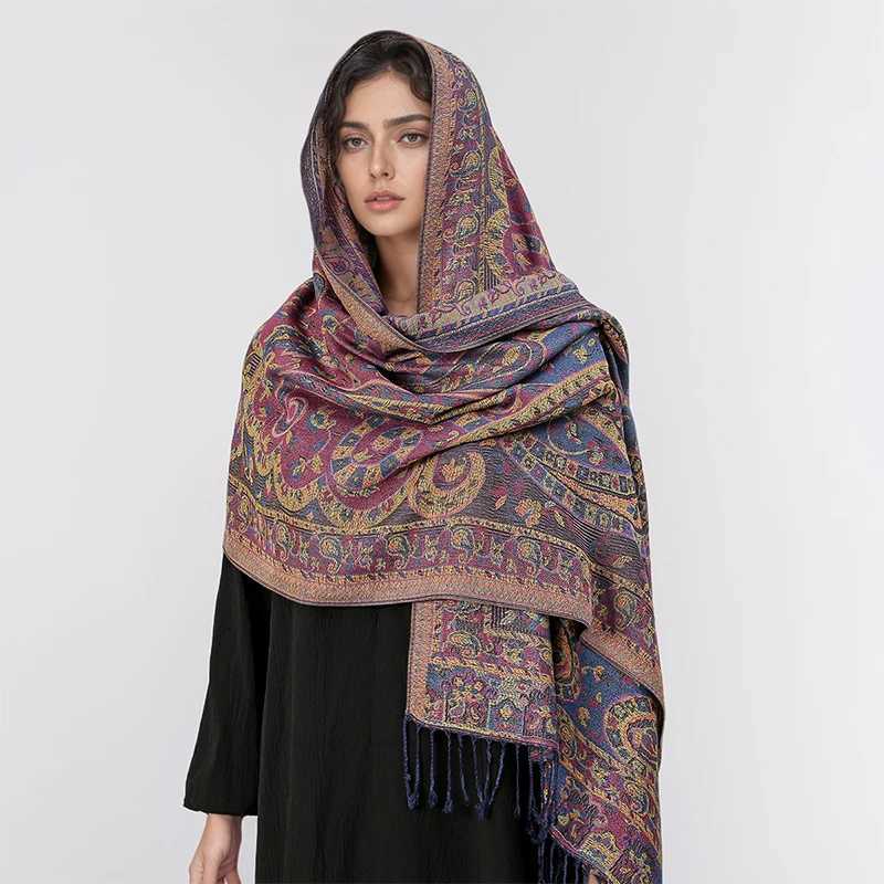Paisley Shawl Scarf Women Jacquard Cashew Printed Scarves Flowers Borders Female Tassel Blanket Wraps Ethnic Shawls J251118