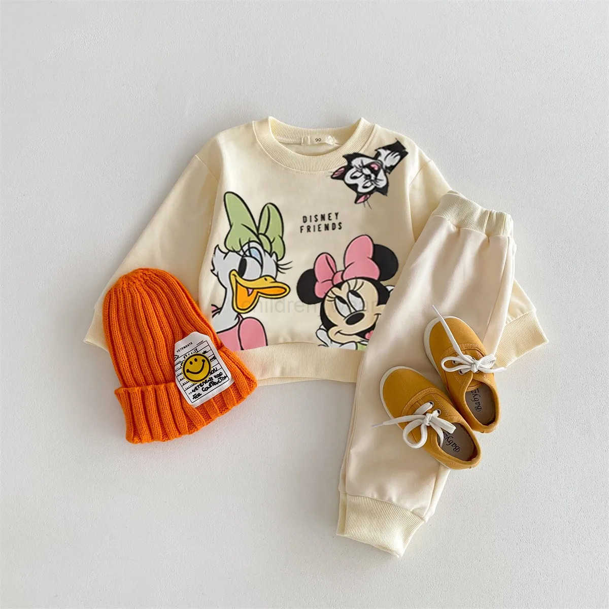 Disney Cartoon Printed Baby Tracksuit Spring Fall Loose Fashion Children Long Sleeve Sweatshirt Sweatpants 2piece Toddler Sets H251022