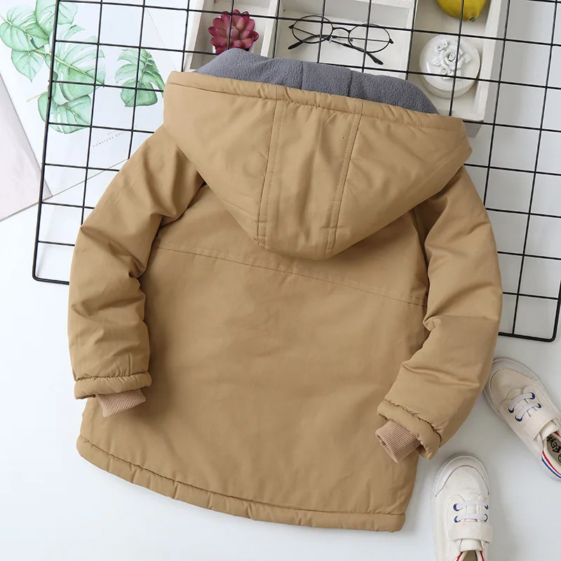 Autumn Winter Children Jacket For Boys Hooded Plus Velvet Thicken Warm Teenage Boy Outerwear Coat 414 Year Kids Parka 251021