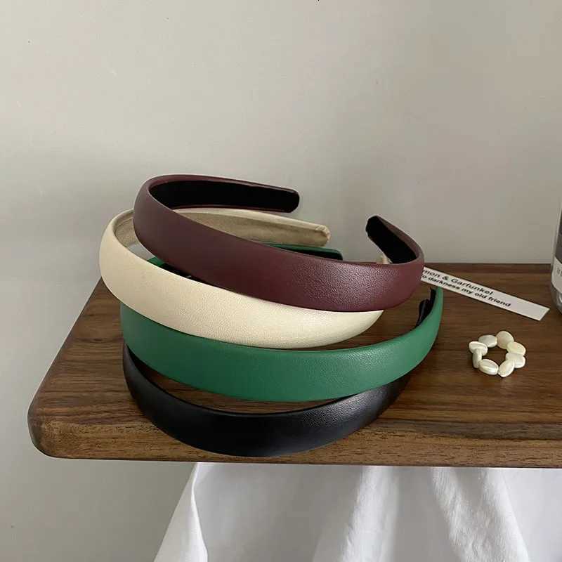 Ruoshui Vintage Pu Leather Hairband Solid Bezel Korean Style Headband Head Hoop Girls Nonslip Turban Fashion Hair Accessories V251022