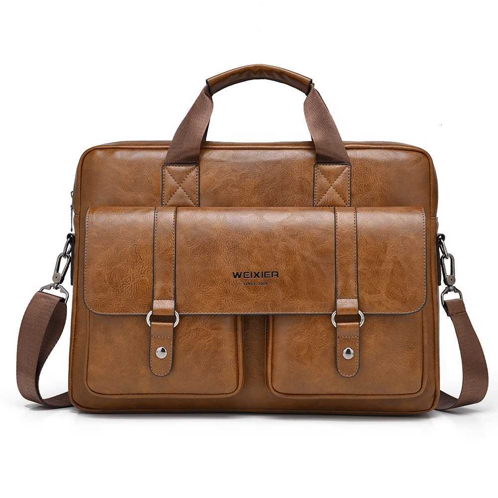 Mens business briefcase large capacity highend laptop bag single shoulder crossbody simple handbag W251022