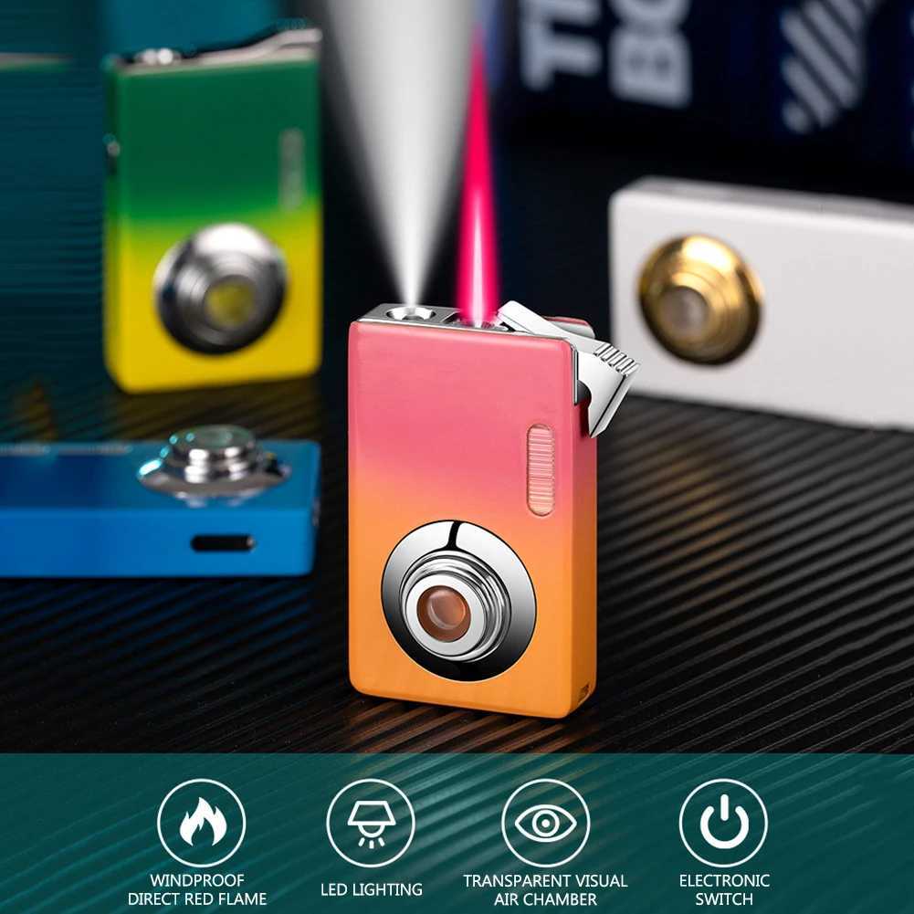 TorchLighters Refillable Butane TorchLighter Personzed Camera Shape Mens Lighter with Led for Cigars Candle C251022