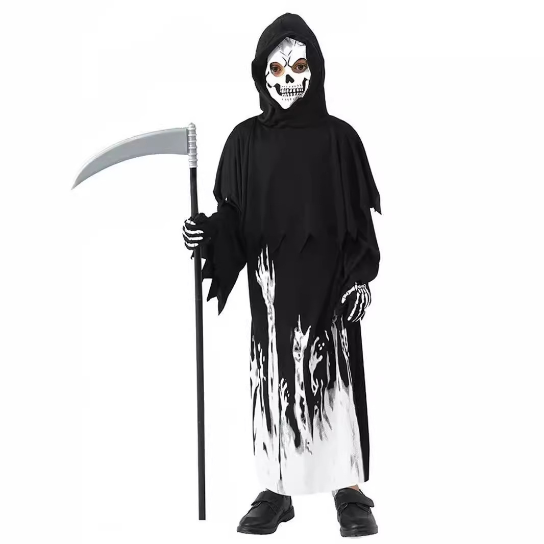 New halloween cosplay sickle dark messenger ghost costume children cos reaper luminous dress up costume