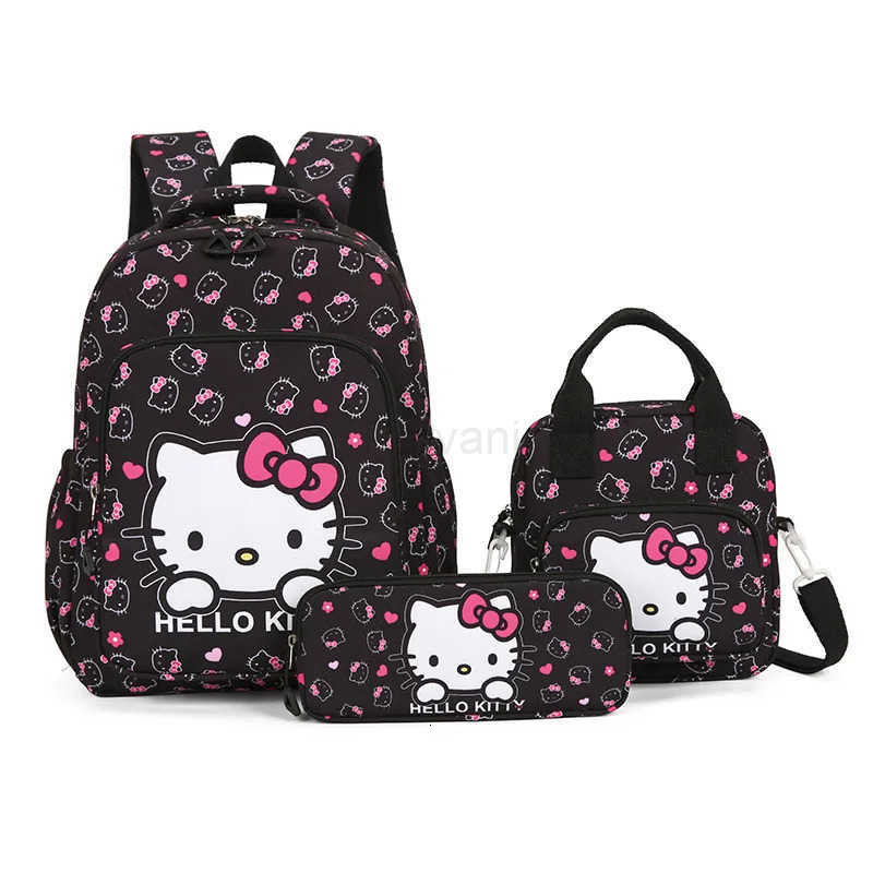 Sanrio Cute Hello Kitty Backpack Set for Girls 3 Piece kindergarten Pupil School Bag Pencil Case Kuromi for Kids 47 Years cartoon L251022