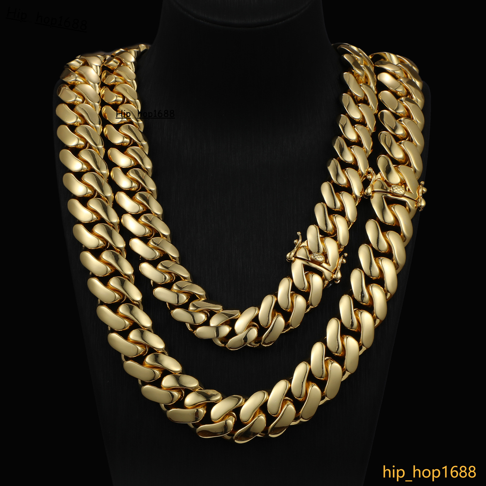 Jewelry Wholesale Bulk 10 Pcs/set 10-22mm 10K 14K 18K 24K Gold Heavy Choker Cubana Solid Miami Cuban Link Chain Necklace for Men