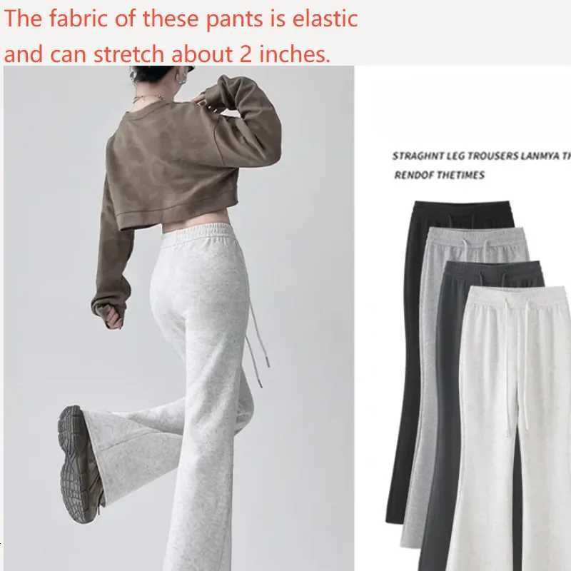 Streetwear Women Drawstring Flare Pants Casual Matching Sportswear New In Lady Leggings Wide Leg Pants Boot Cut Long TrousersT251022