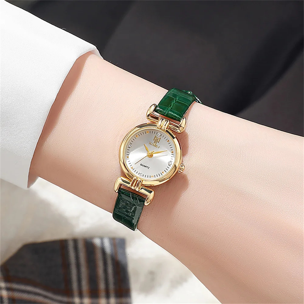 Ladies 2025 Fashion Small Simple Diamonds Business Quartz Watch Womens Green Women Dress Clock Gift Wristwatch 251027