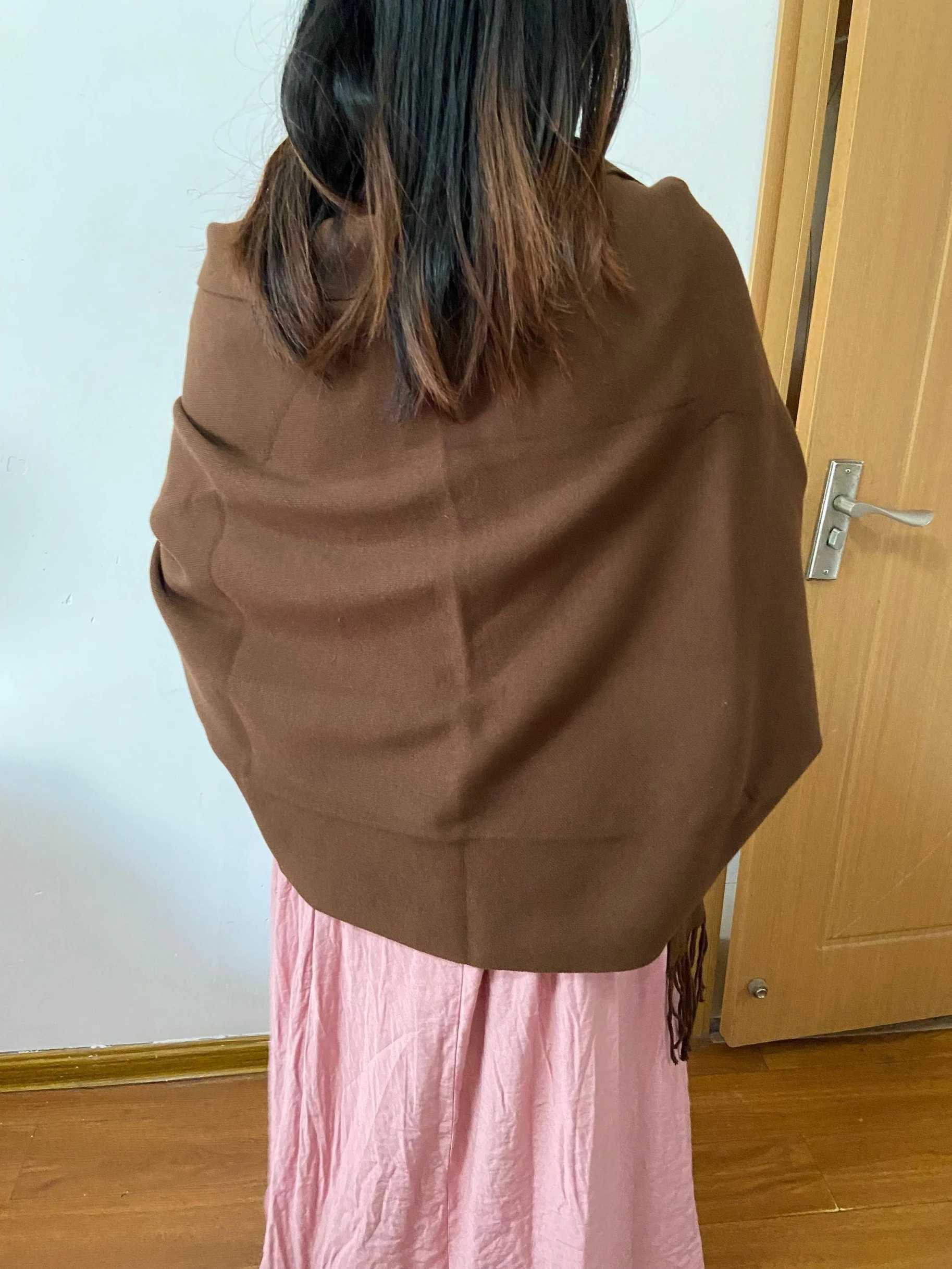 Black Grey Plus Size Out Wear Winter Knitted Poncho Women Solid Design Cloak Female Long Batwing Sleeves Coat Vintage Shawl J251118