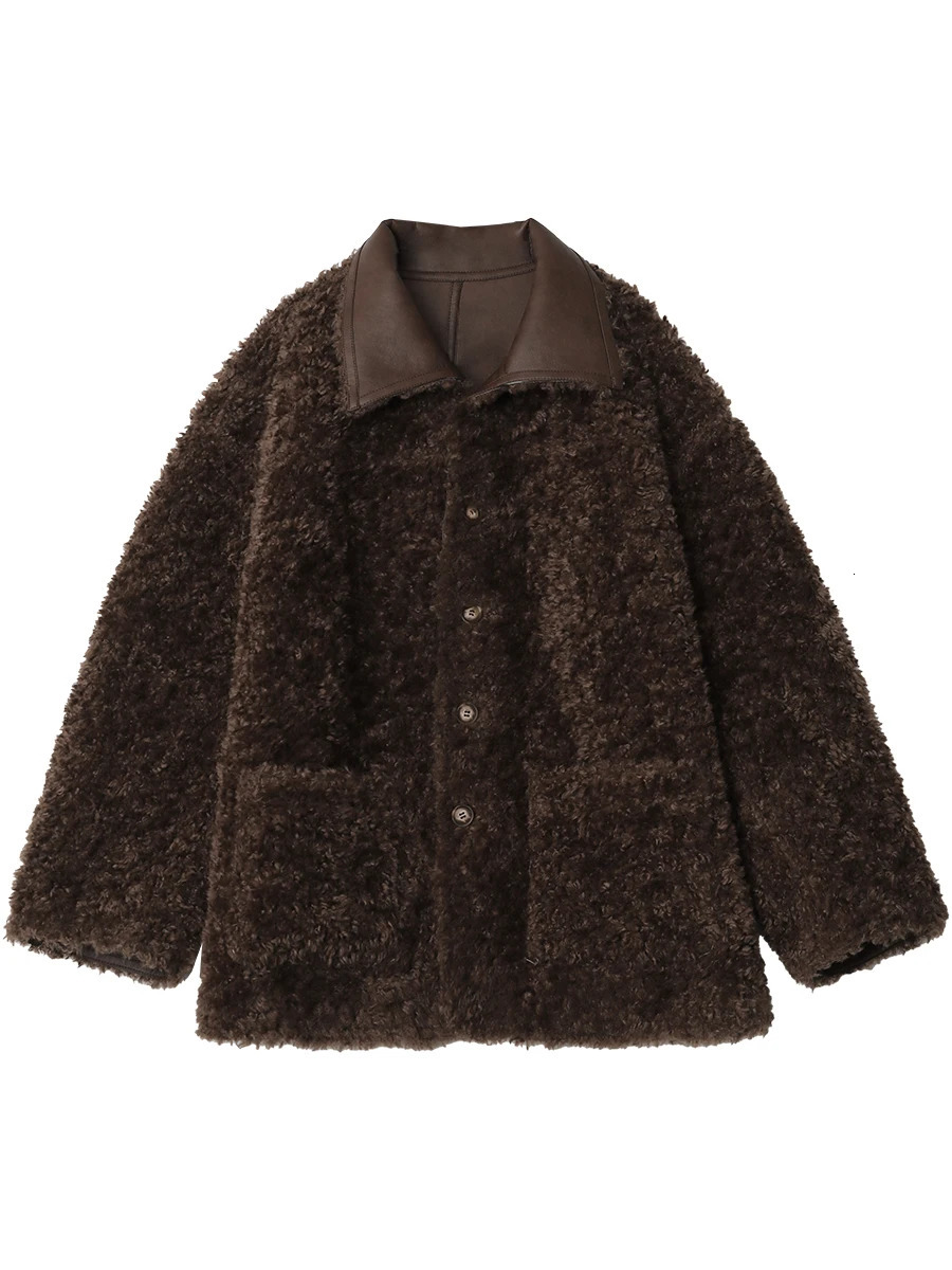 CHIC VEN Women Faux Leather Jacket Coat Loose Casual Reversible Mid Length Overcoat Retro Ladies Outerwear Autumn Winter 251021