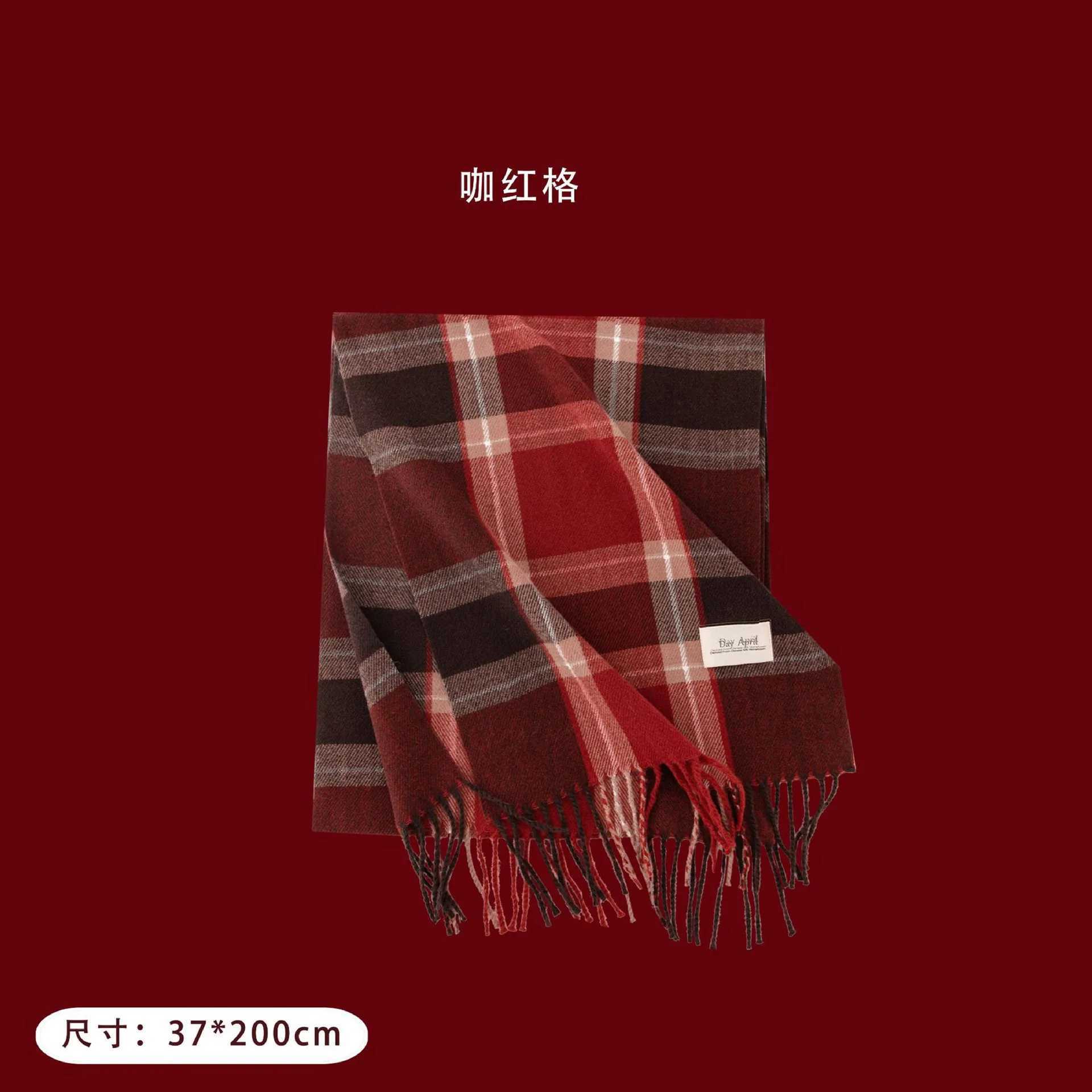 Womens Cashmere Feel Plaid Scarf Winter Warm Ankara Red Wrap Shawl For Women Fashion Christmas New Year Accessories J251022