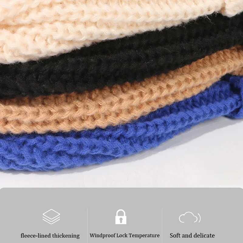 Korea New Oversized Big Szie Knitted Hat Mens Winter Large Size 58cm 60cm Warm Cold Ear Protection Beanies Skullies Caps Women J251022